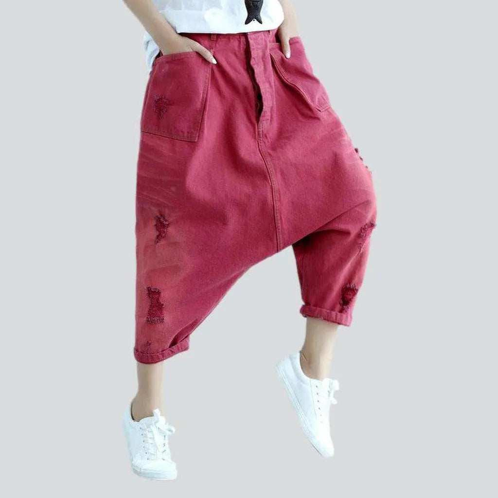 Ripped Color Harem Denim Pants - 2023 Autumn – Jeans4you.shop